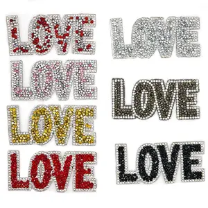 Hot Sale Letters Patch LOVE Rhinestone Iron On Letters Diy Patch Cute Applique Clothes Patches For Clothing Transfers