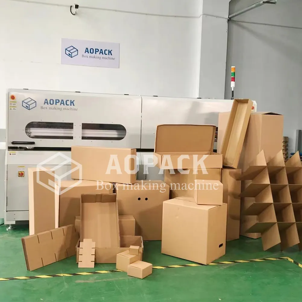 Aopack 슬리 팅 슬로 팅 접착 인쇄 단기 소형 메이커 기계 완전 자동 골판지 상자 만드는 기계