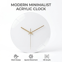 Jam Dinding Akrilik Minimalis Modern 20cm Gerakan Quartz Senyap HD Jernih Jam Dekoratif untuk Rumah Kantor