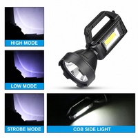 OEM Solar-Handscheinwerfer Wiederaufladbarer LED-Spotlight Langstrecken-Taschenlampe mit seitlichem COB-Licht USB-Powerbank Notfall-Lampe