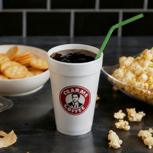 Gobelets en mousse jetables personnalisés en gros, boissons froides à emporter, gobelets en polystyrène blancs - Product Image 1