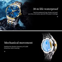 OLEVS Montres automatiques de luxe pour couple Montre mécanique étanche Cadeau d'amant Mode Phase de lune Horloge Hommes Femmes Montre-bracelet 7041