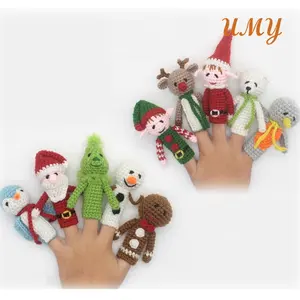 Crochets Pour Tricot Soft Custom Handmade Cotton Mini Knitting Crochet Amigurumi Toys Animals Plush Christmas Finger Puppet