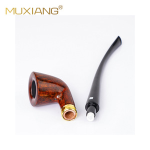 Muxiang Wooden Tobacco Pipe Bent Shape 9mm Tenon Joint Handmade Reading Pipe - Product Image 5