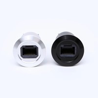 Connecteur audio USB ELEWIND 3,5 mm à monter sur panneau avec câble de 150 cm, courant nominal 2A, aluminium anodisé noir IP40
