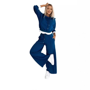 <b>Women</b> Winter Spandex Color Block Hoodie <b>Tracksuit</b> Set Pullover Top Jogger Pants Casual Breathable Outfit - Product Image 5