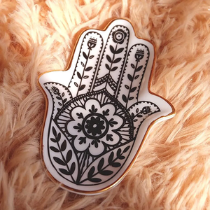 饰品盘戒指盘陶瓷Hamsa法蒂玛夹邪恶眼手钥匙饰品盘碗 - Product Image 5