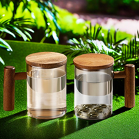 Bouteilles en verre rondes de grande capacité de 400 ml avec couvercle en bois résistant à la chaleur en borosilicate élevé, bouilloire, tasse à eau