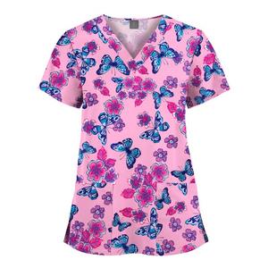 Ensemble d'uniformes médicaux pour femmes avec impression intégrale, haut de blouse de dessin animé, haut de blouse médical classique à col en V, haut de blouse médical personnalisé - Product Image 5