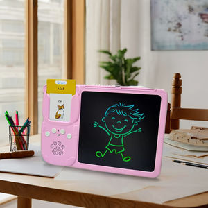 Wiederauf ladbare 2-7 Jahre alte pädagogische Karteikarte Schreib brett LCD-Zeichen tablett Visier Wort Notiz blöcke Musikspiel zeug Jungen Mädchen - Product Image 2