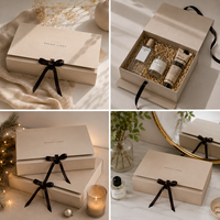 Boîte cadeau pliante de luxe personnalisée, boîte d'emballage en carton imprimé pour cadeaux avec fermeture à ruban, logo
