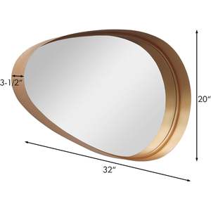 Espejo de pared ovalado PARISLOFT, espejo moderno con marco de metal para pared, espejo de tocador de baño con gotas, dorado, 32x19,75 - Product Image 5