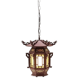 Lampadario LED in Alluminio Marrone <span class=keywords><strong>Scuro</strong></span> Stile Nazionale Antico, Lampada <span class=keywords><strong>da</strong></span> Palazzo, Luce Classica per Balcone Esagonale Cinese - Product Image 5