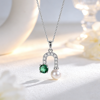 Collier de perles Moyu en argent 925 pour femme, design fer à cheval, incrustation de zircon, collier en argent 925