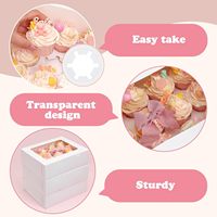 Boîtes à cupcakes avec fenêtre, capacité de 12 cupcakes, pour cupcakes, desserts et plus (blanc)