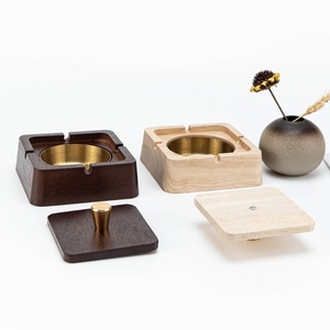 Cendrier moderne de luxe avec couvercle en bois <span class=keywords><strong>massif</strong></span> haut de gamme léger et anti-cendres volantes pour les entreprises et la maison Style chinois créatif - Product Image 2