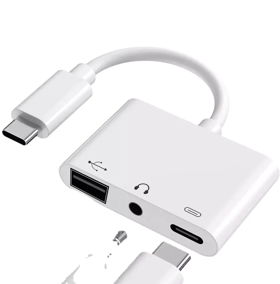 3 In 1อะแดปเตอร์ USB C OTG,แจ็คเสียง3.5มม. อะแดปเตอร์ Type C สำหรับ Samsung HUAWEI Xiaomi Google Vivo