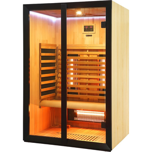 2025 Les fabricants de sauna ont importé des dosettes de sauna infrarouge en bois massif 2 personnes thérapie sauna infrarouge lointain intérieur à vendre - Product Image 1