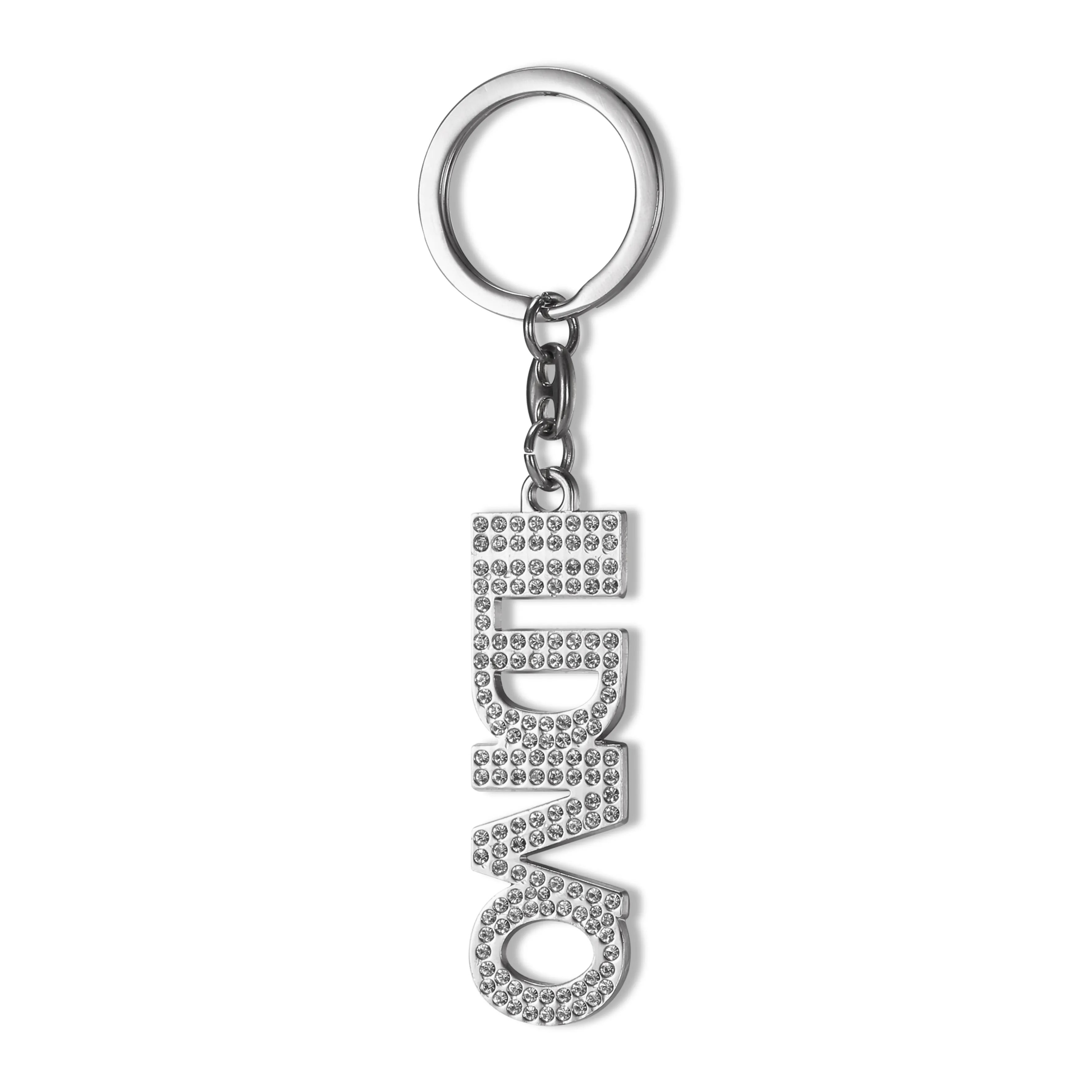 Fabrik Großhandel Custom Logo Werbe Zink legierung Kristall Metall Schlüssel anhänger Buchstaben geformte weiche Emaille Custom Schlüssel bund