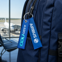Porte-clés en tissu personnalisé lavable, étiquette de clé pour équipage de vol en fil 500D inaltérable avec anneau en acier inoxydable de qualité industrielle AWELLS