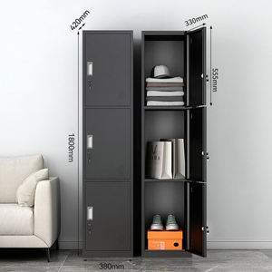 ארון בגדים מודרני, עמיד, מפלדה, בעל 3 דלתות, ניתן לנעילה, נייד, ידידותי לסביבה, חוסך מקום, מתאים לדירה, לחדר כושר ולחדר שינה - Product Image 2