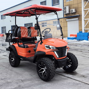 Buggy de Golf Todoterreno Naranja Metálico de 6 Plazas con Protección Delantera y Parabrisas Plegable para Transporte de Visitantes en Villas y Clubs - Product Image 6