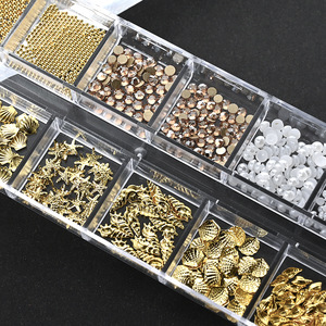 Wholesale Nail Accessories 12 <b>Grids</b> Sea Style Sea Star Charms Pearl Rhinestone Nail for Summer Nail Decoration - Product Image 4