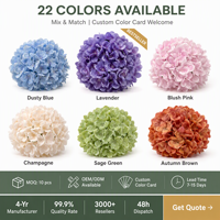 Tiges d'hortensias artificiels réalistes, 90 pétales, têtes en soie pour bouquet DIY, mariage, fête, décoration d'événements
