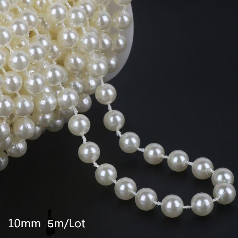 Paquet de 5 mètres de perles en fil de coton blanc de 10 mm