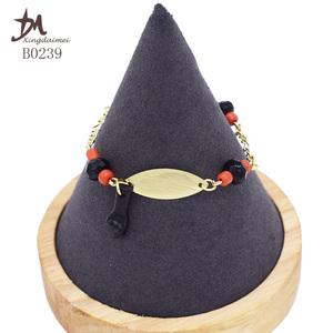 Qcy — Bracelet pour bébé, plaqué or 18K, mains noires, <span class=keywords><strong>en</strong></span> cuivre fait <span class=keywords><strong>main</strong></span>, vente <span class=keywords><strong>en</strong></span> gros, B0239 - Product Image 2