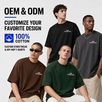 T-shirt en coton unisexe à épaules tombantes, manches courtes, respirant, couleur unie, grande taille, style streetwear, 300 g/m², pour hommes