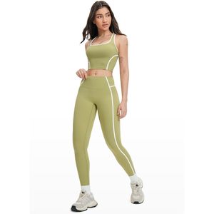 Ensemble de sport deux pièces pour femme : débardeur dos nageur à col carré et leggings taille haute avec bande latérale, tenue de yoga extensible dans les quatre sens - Product Image 6