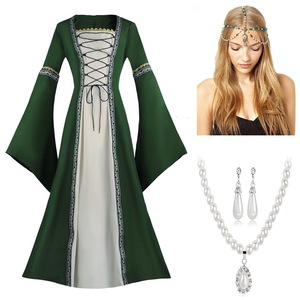 <b>Medieval</b> Women's <b>Dress</b> Costume Red Long Sleeve Stage Performance Adult Party Ball Gown <b>Dress</b> Cross-Border Source - Product Image 5