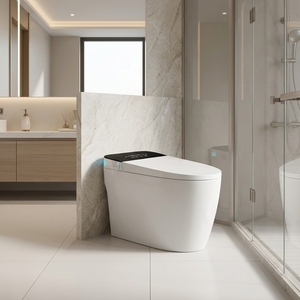<span class=keywords><strong>WC</strong></span> intelligent moderne 2026 avec panneau d'affichage numérique noir, télécommande, siège de bidet chauffant allongé, chasse d'eau automatique, sans réservoir - Product Image 2