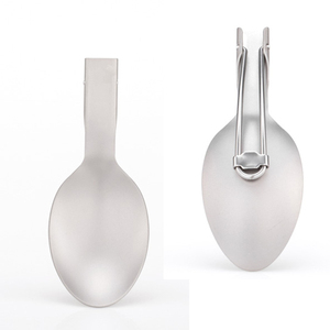 Cuchara plegable portátil de titanio, duradera, ultraligera, ecológica, vajilla gris plateada, resistente a la corrosión, para viajes, picnic, al aire libre - Product Image 3