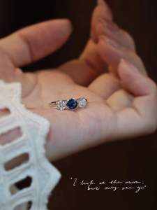 Anillo de Boda Xinfly con Diamantes de Moissanita y Zafiro Personalizados, Oro Blanco Real de 18k - Product Image 6