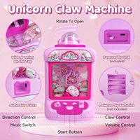 Mini distributeur automatique de jouets pour filles, licorne, distributeur de bonbons avec son et 20 mini peluches, machine à griffes pour enfants