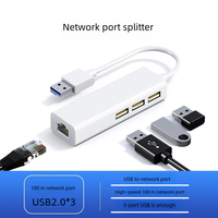 Precio más bajo 4 en 1 Tarjeta de red de computadora USB C Tipo C a LAN RJ45 Ethernet 100M adaptador con 3 puertos USB HUB