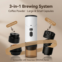 Cafetera Portátil 3 en 1 Kingze, Cafetera Espresso Inalámbrica Recargable, Compatible con Cápsulas Nespresso y Café Molido
