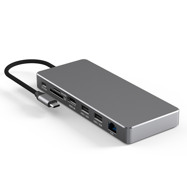 8 in 1 Type-c Hard Disk Box Hub USB C to HDMI RJ45 SD/TF Card Reader PD100W 4K USB3.1 Docking Station for Computer Accessories