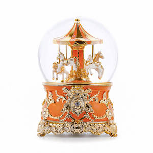 Boîte à musique de globe de neige de carrousel de 120MM pour le cadeau de la Saint-Valentin - Product Image 1
