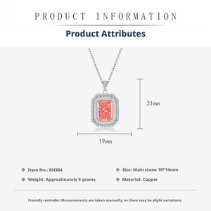 Parure de bijoux en cuivre plaqué or blanc avec diamant à haute teneur en carbone 10*14MM et zircon 8A, comprenant un pendentif, des boucles d'oreilles et une bague - Product Image 2