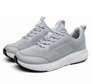 Light Gray Mesh Walking Shoes Lace-Up Round Toe Breathable EVA Midsole Rubber Outsole All Seasons Solid Color wholesale - Product Image 3