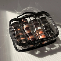 Pochette de rangement pour maquillage vintage transparente personnalisée avec fermeture à glissière, sacs de toilette de voyage et compartiments, étui cosmétique en PVC