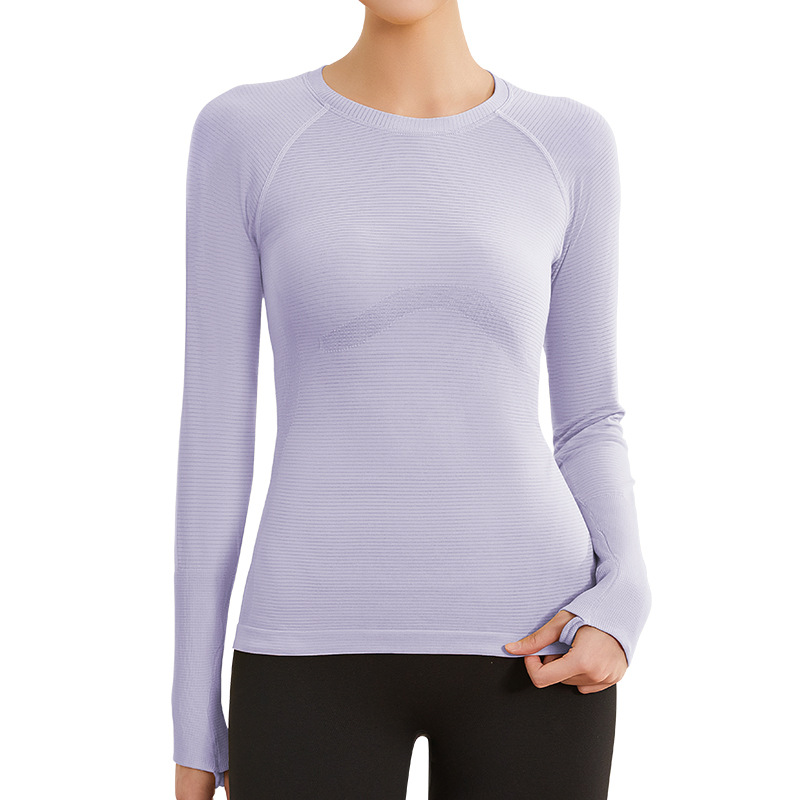 Experience Ultimate Comfort Our Seamless Water Resistant Autumn/Winter Long Sleeve Yoga Top Featuring Thumbholes Crew Neck