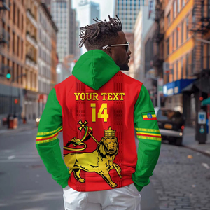 OEM sonbahar yeni etiyopya futbol takımı aslan taç Scepter eleman Hoodie kazak erkek kırmızı ve yeşil ekleme tarzı - Product Image 4