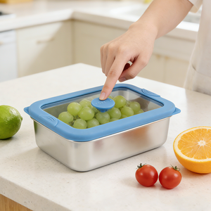 Boîte à bento en acier inoxydable de qualité supérieure avec couvercle en verre trempé transparent – Étanche, multi-tailles et sécuritaire pour les aliments - Product Image 2