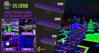 Projecteur UV LED haute puissance 365nm homologué ETL CETL UL 100W 150W AC100~277V, longue durée de vie, mini lumière noire UV pour parc d'aventure et golf