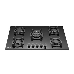 Parrilla de hierro fundido 90cm de ancho Temper Glass 5 quemador Placa de gas incorporada SG59011 - Product Image 4