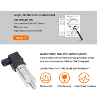 WTsensor OEM Capteur de pression de vapeur d'air d'eau en silicium diffus 0.5-4.5 0-5V 4-20mA -1 à 1000 bar Transmetteur de transducteur de pression